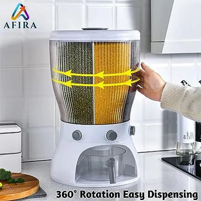 4 IN 1 CEREAL/RICE/PULSES/GRAIN DISPENSER FOR KITCHEN | AIR TIGHT STORAGE | MOISTURE PROOF | 360º ROTATION | WITH CUP | CONTAINER LARGE CAPACITY | STORAGE ORGANISER, Plastic Brand: AFIRA