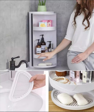 Your Solution Bathroom corner cabinet plastic rotating cabinet 360 degree washroom two shelves cabinet kitchen toilet cabinet two layer cabinet good quality plastic cabinet