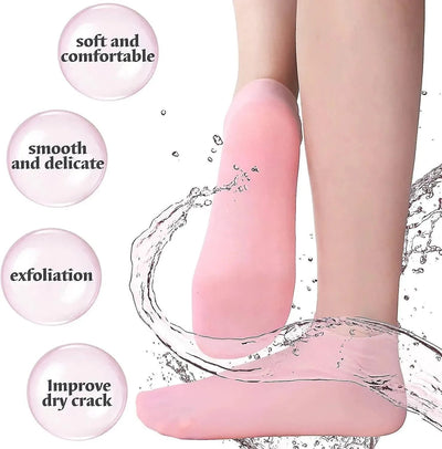 Moisturizing Silicone Foot Socks, Heel Protector for Foot Care, Women’s Spa Pedicure Socks, Softening Socks for Dry Cracked Heels and Rough Skin.