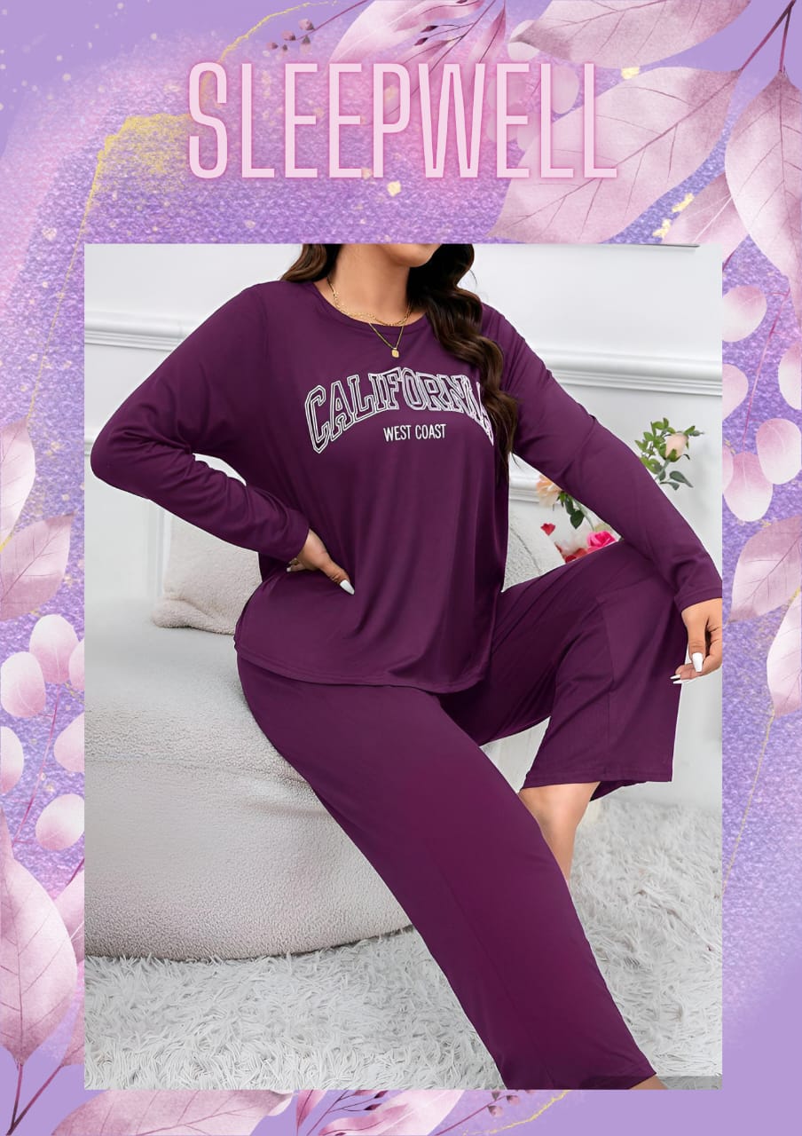 Printed Cute Ladies Sleep Wear Night Dress with Shirt and Trouser (Complete Sleeping Suit) For Women and Girls