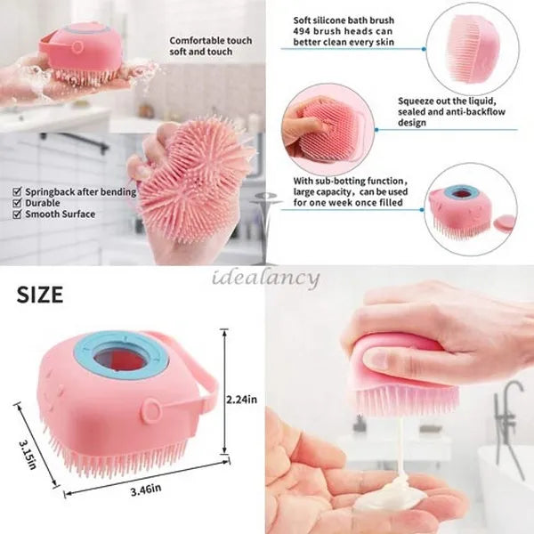 Mibabe Silicone Bath Exfoliator Brush Body Shower Brush With Soap, Shampoo And Gel Dispenser Body Brush Body Scrubber Brush Bath Body Shower