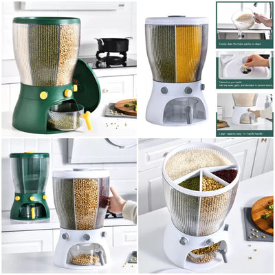 4 IN 1 CEREAL/RICE/PULSES/GRAIN DISPENSER FOR KITCHEN | AIR TIGHT STORAGE | MOISTURE PROOF | 360º ROTATION | WITH CUP | CONTAINER LARGE CAPACITY | STORAGE ORGANISER, Plastic Brand: AFIRA