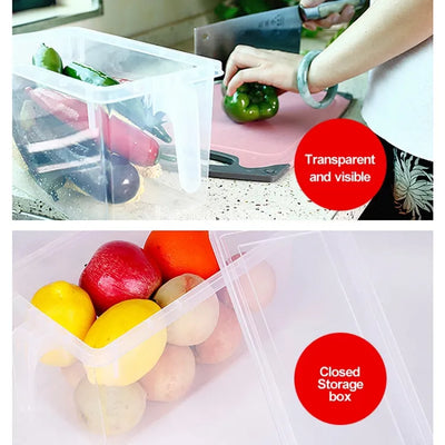 Kitchen Refrigerator Storage Box Organiser Transparent Plastic Fridge Food Egg Fruit Container Freezer Fresh Organizer